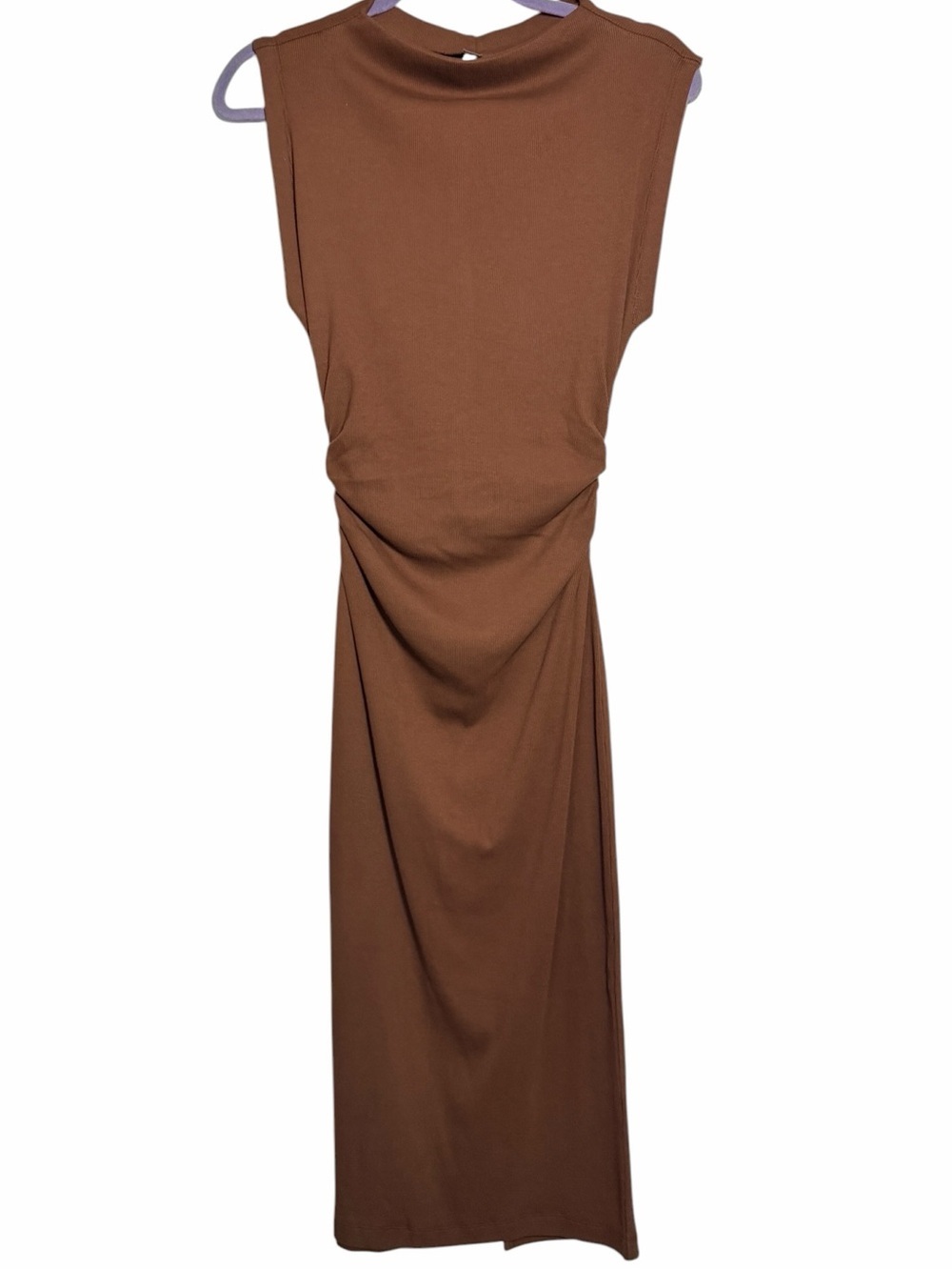 YFB Sleeveless Brown Maxi Dress with Gathered Waist